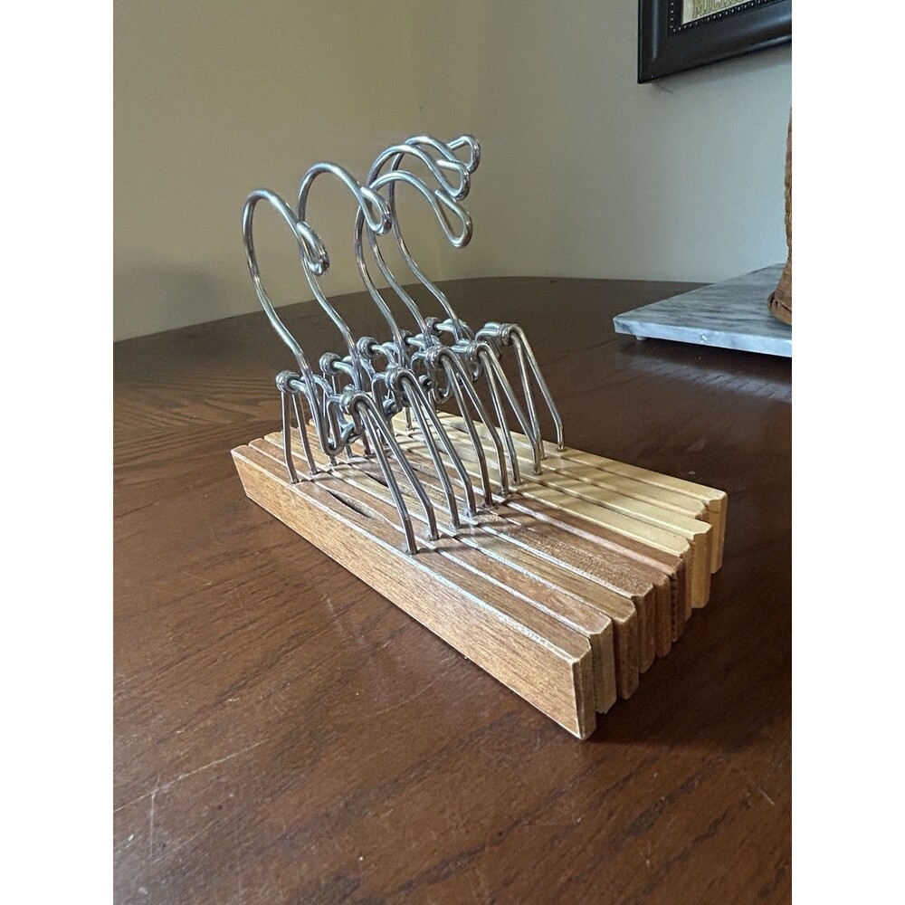Vintage Wooden Clamp Hangers Lot of 5 Skirt Pants Trouser Display Hangers 9inch